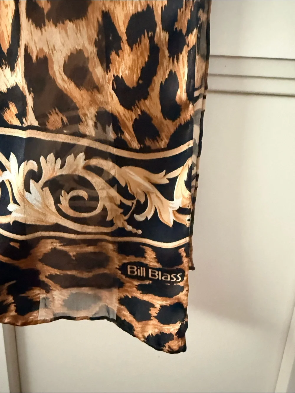 Bill Blass Leopard Animal Print Baroque Sheer Oblong Scarf 12x56